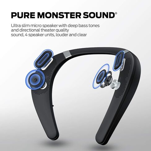 Monster Boomerang Neckband Bluetooth Speaker - Wireless Wearable Speaker with 12H Playtime, IPX7 Waterproof, True 3D Stereo Sound for Home, Sport, Outdoor - Black in Kuwait