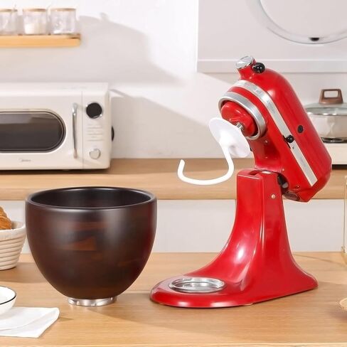 ULTICOR Premium Walnut Wood Mixing Bowl Compatible with KitchenAid 4.5 & 5 QT Tilt-Head Models – Natural True Walnut Wooden Bowl with Stainless Steel Locking Base | 5QT in Kuwait