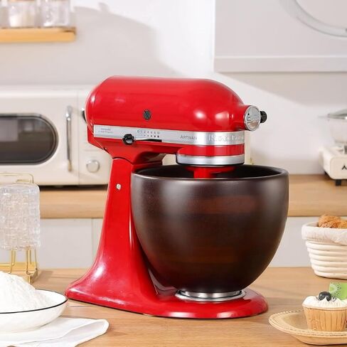 ULTICOR Premium Walnut Wood Mixing Bowl Compatible with KitchenAid 4.5 & 5 QT Tilt-Head Models – Natural True Walnut Wooden Bowl with Stainless Steel Locking Base | 5QT in Kuwait