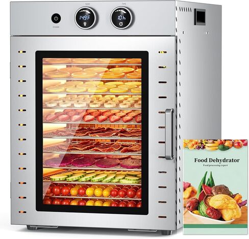 VUSIGN Food Dehydrator Machine | 8 Stainless Steel Trays | 500W Fast Even Drying | 86–194°F Precise Temp Control, 24H Timer Dryer for Jerky, Fruit, Herbs, Dog Treats | Auto Shutoff, UL1240 Listed in Saudi Arabia