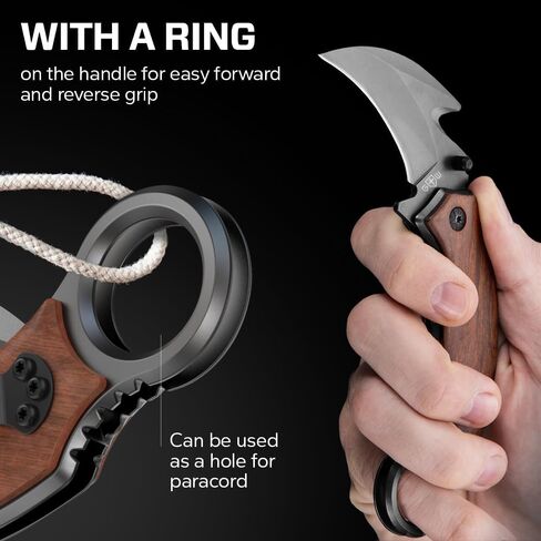 GOOD WORKER Bundle of 2 Items -Pocket Knife for Men - Karambit Folding Knife - 440C Sharp Steel, Tiger Claw Blade - Engraved Pocket Knives - Gift Idea for Dad, Husban in Kuwait