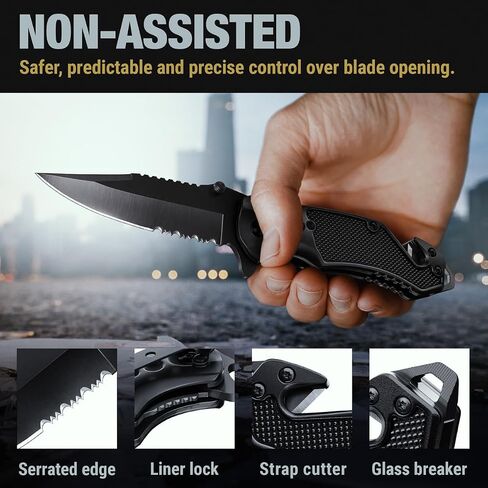 GOOD WORKER Karambit Knife with Sheath & Micarta Handle – Small Fixed Blade Knife – 2.95" Serrated Blade Pocket Knife – Black Folding Knife with Glass Breaker and Seatbelt Cutter in Kuwait