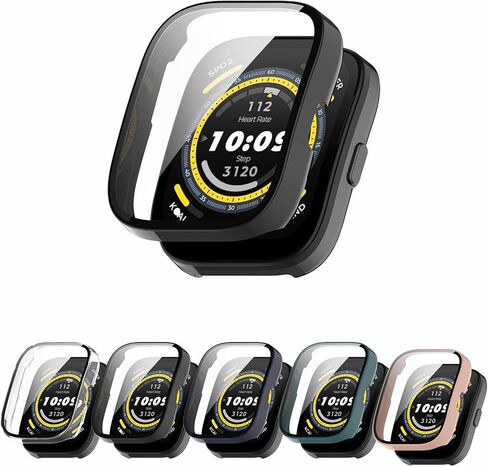 [5-Pack] Screen Protector Case with Tempered Glass Compitible with Amafit Bip 5 Smartwatch, Hard PC Case Screen Protector Cover Bumper Accessories for Women Men in Saudi Arabia