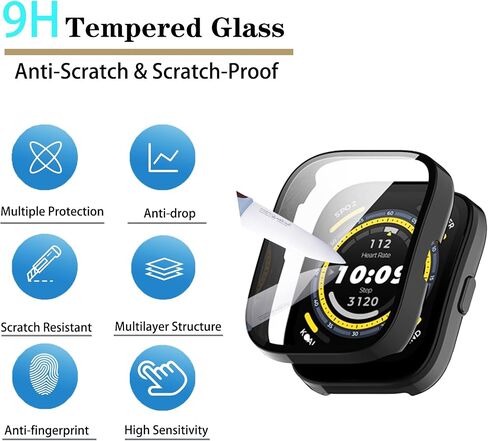 [5-Pack] Screen Protector Case with Tempered Glass Compitible with Amafit Bip 5 Smartwatch, Hard PC Case Screen Protector Cover Bumper Accessories for Women Men in Saudi Arabia