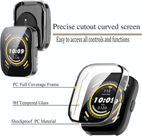[5-Pack] Screen Protector Case with Tempered Glass Compitible with Amafit Bip 5 Smartwatch, Hard PC Case Screen Protector Cover Bumper Accessories for Women Men in Saudi Arabia