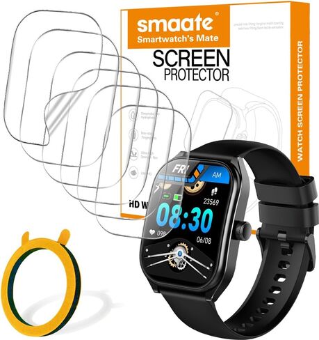 Fitted plastic films providing protection for electronic devices, Compatible with smartwatch AOLON CURVE 2.01", TPU, 6-pack, Full Coverage, Cratch Proof, Bubble Self-healing in Kuwait