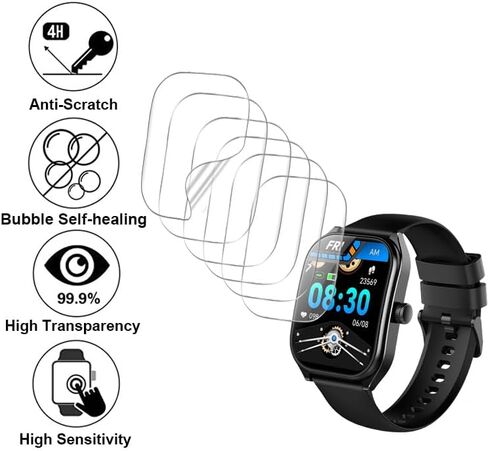 Fitted plastic films providing protection for electronic devices, Compatible with smartwatch AOLON CURVE 2.01", TPU, 6-pack, Full Coverage, Cratch Proof, Bubble Self-healing in Kuwait