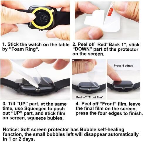 Fitted plastic films providing protection for electronic devices, Compatible with smartwatch AOLON CURVE 2.01", TPU, 6-pack, Full Coverage, Cratch Proof, Bubble Self-healing in Kuwait