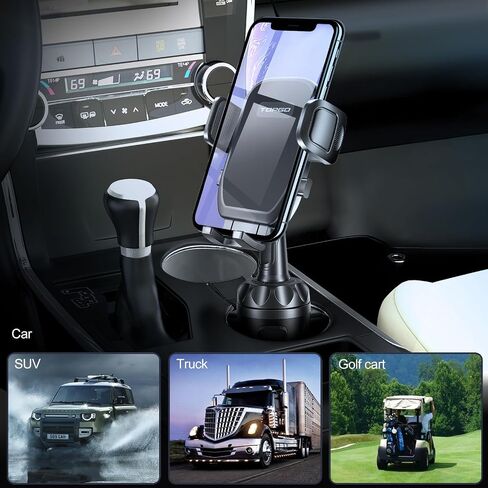 Car Phone Mount, Cup Phone Holder for Car [Secure & Stable] Cup Phone Holder Cell Phone Automobile Cradle for iPhone 16 and More Smart Phone -Black in Kuwait