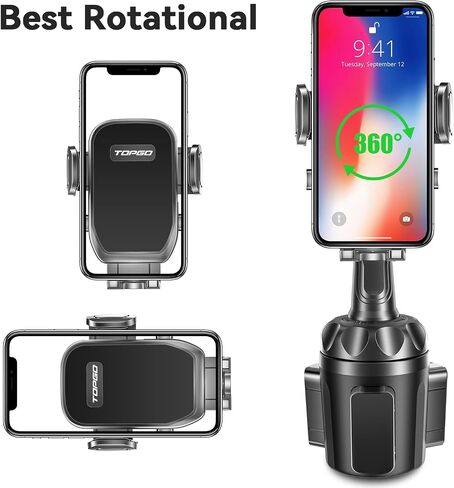 Car Phone Mount, Cup Phone Holder for Car [Secure & Stable] Cup Phone Holder Cell Phone Automobile Cradle for iPhone 16 and More Smart Phone -Black in Kuwait