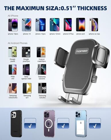 Car Phone Mount, Cup Phone Holder for Car [Secure & Stable] Cup Phone Holder Cell Phone Automobile Cradle for iPhone 16 and More Smart Phone -Black in Kuwait
