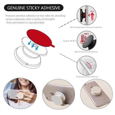 [10 Pack VHB Sticky Adhesive Pads for Socket Mount Base, Duble Side Heat Resistant Strong Sticker Replacement Tape for Phone Collapsible Grip & Stand Back, 1.3 Inches, Grey in Kuwait