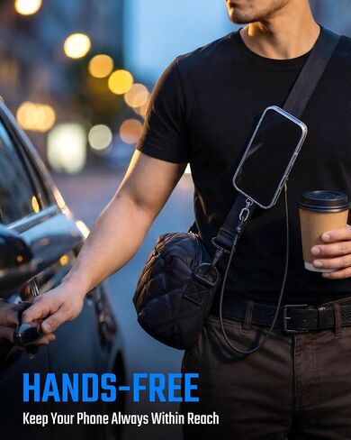 KeyUnity KH01 Magnetic Belt Clip Phone Holder with Anti Theft Lanyard, Quick-Release Hands-Free Access Phone Mount for Belt & Straps, Stretchy Tether for Running Travel Hiking, Compatible with MagSafe in Kuwait