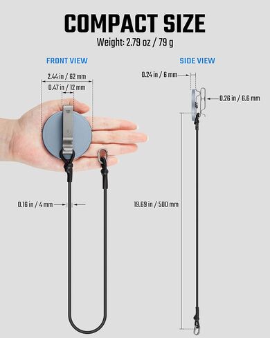 KeyUnity KH01 Magnetic Belt Clip Phone Holder with Anti Theft Lanyard, Quick-Release Hands-Free Access Phone Mount for Belt & Straps, Stretchy Tether for Running Travel Hiking, Compatible with MagSafe in Kuwait