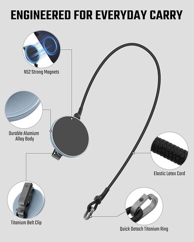 KeyUnity KH01 Magnetic Belt Clip Phone Holder with Anti Theft Lanyard, Quick-Release Hands-Free Access Phone Mount for Belt & Straps, Stretchy Tether for Running Travel Hiking, Compatible with MagSafe in Kuwait