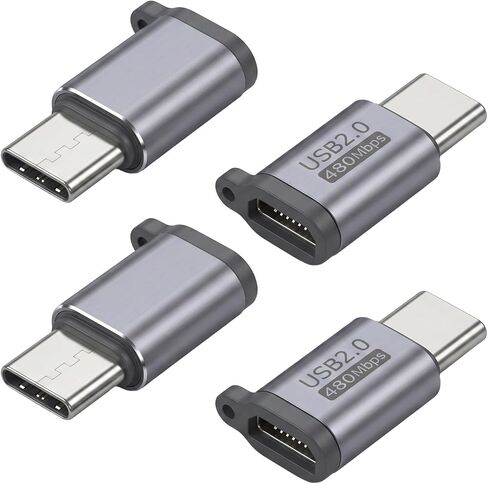 4 Pack Micro USB 2.0 to USB C Adapter, USB-C to Micro USB Adapter, Micro USB Female to USB Type C Male Converter Connector, USB C to Micro B 2.0 Charge & Data Sync for Type-C Phones, Tablets and More in Saudi Arabia