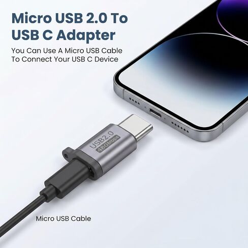 4 Pack Micro USB 2.0 to USB C Adapter, USB-C to Micro USB Adapter, Micro USB Female to USB Type C Male Converter Connector, USB C to Micro B 2.0 Charge & Data Sync for Type-C Phones, Tablets and More in Saudi Arabia