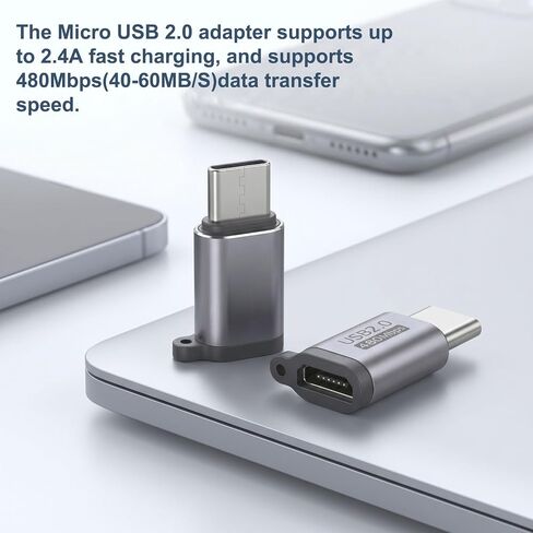 4 Pack Micro USB 2.0 to USB C Adapter, USB-C to Micro USB Adapter, Micro USB Female to USB Type C Male Converter Connector, USB C to Micro B 2.0 Charge & Data Sync for Type-C Phones, Tablets and More in Saudi Arabia