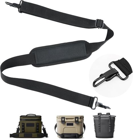 Shoulder Strap Compatible with Yeti Cooler, 61 Inch Adjustable Shoulder Nylon Strap with Metal Hooks,Comfort Shoulder Pad，Replacement Straps for Cooler（Black） in Kuwait