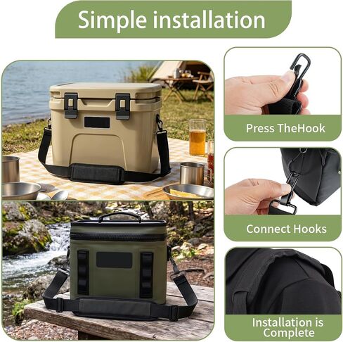 Shoulder Strap Compatible with Yeti Cooler, 61 Inch Adjustable Shoulder Nylon Strap with Metal Hooks,Comfort Shoulder Pad，Replacement Straps for Cooler（Black） in Kuwait