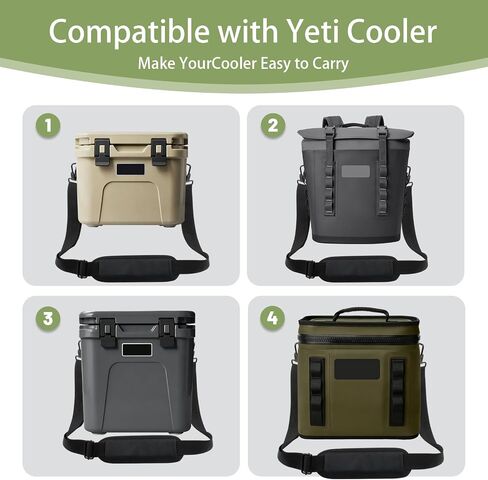 Shoulder Strap Compatible with Yeti Cooler, 61 Inch Adjustable Shoulder Nylon Strap with Metal Hooks,Comfort Shoulder Pad，Replacement Straps for Cooler（Black） in Kuwait