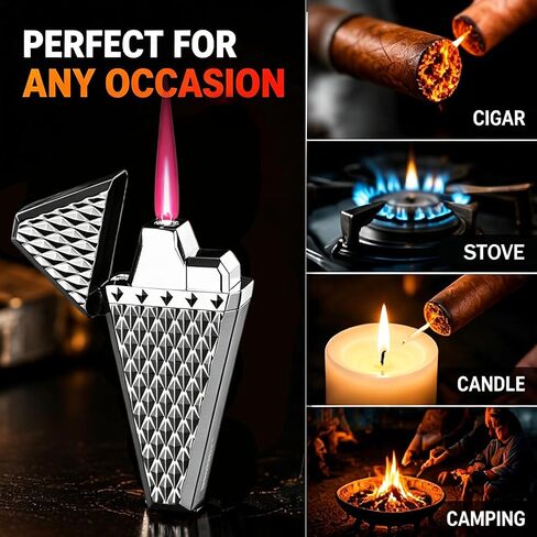Cool Dual Flame Lighter, Butane Refillable Lighters, Soft/Jet Torch Lighter in Kuwait