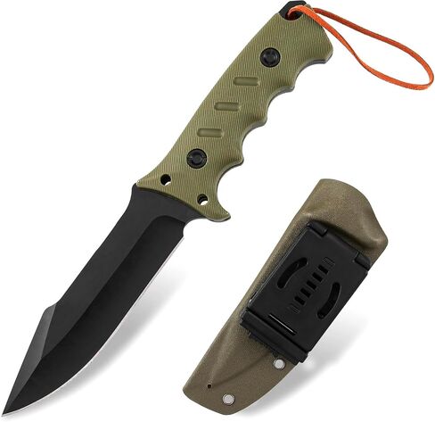 Jasni Survival Hunting Knife with Sheath, Stainless Steel Survival Hunting Bushcraft Full Non-Slip Handle Knife11-inch Fixed Blade Tactical Knife for Camping, Outdoor, Bushcraft in Kuwait