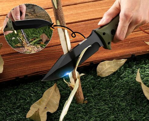 Jasni Survival Hunting Knife with Sheath, Stainless Steel Survival Hunting Bushcraft Full Non-Slip Handle Knife11-inch Fixed Blade Tactical Knife for Camping, Outdoor, Bushcraft in Kuwait