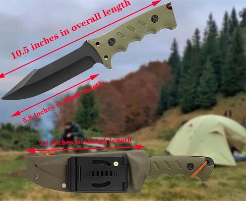 Jasni Survival Hunting Knife with Sheath, Stainless Steel Survival Hunting Bushcraft Full Non-Slip Handle Knife11-inch Fixed Blade Tactical Knife for Camping, Outdoor, Bushcraft in Kuwait