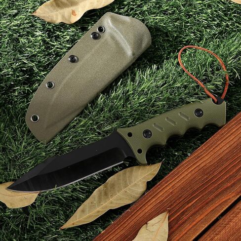 Jasni Survival Hunting Knife with Sheath, Stainless Steel Survival Hunting Bushcraft Full Non-Slip Handle Knife11-inch Fixed Blade Tactical Knife for Camping, Outdoor, Bushcraft in Kuwait