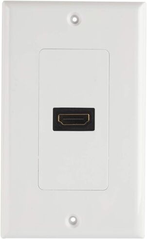 TENINYU Single HDMI Wall Plate (1 Port) - 4K UHD, ARC, and Ethernet Pass-Thru Support (1-Gang) White - for 1 HDMI (1-Port) in Kuwait