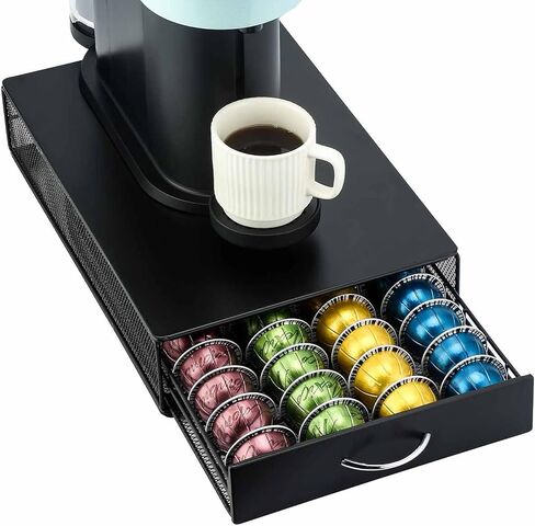 FlagShip Vertuo Pod Drawer Organizer,40 Large Pods Capacity,Black Metal in Kuwait