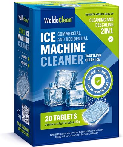 WoldoClean 2in1 XL Ice Machine Cleaner Descaler 16g - 20 Tablets for Maker in Kuwait