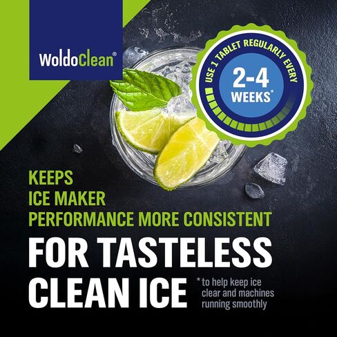 WoldoClean 2in1 XL Ice Machine Cleaner Descaler 16g - 20 Tablets for Maker in Kuwait