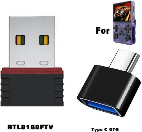 Applicable WiFi Receiver & Type-C OTG Adapter Set for R36S, RTL8188FTV WiFi Dongle, Compatible with R36S/R36H/R36/R36Plus in Saudi Arabia