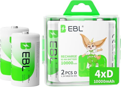 EBL D Cell Batteries 10,000mAh Ultra Pro Ni-MH Rechargeable D Batteries, 4-Pack in Kuwait