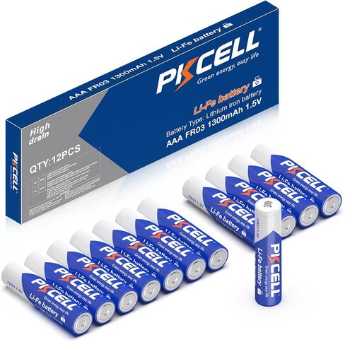 PKCELL 12 Pack AAA Lithium Batteries 1300mAh Lithium Batteries AAA in Kuwait