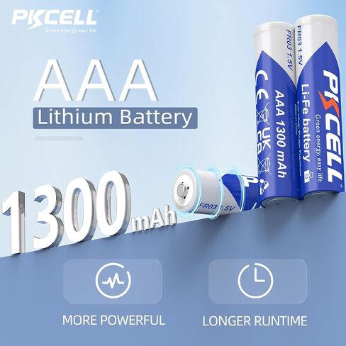 PKCELL 12 Pack AAA Lithium Batteries 1300mAh Lithium Batteries AAA in Kuwait