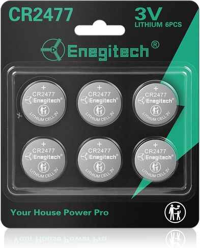 Enegitech CR2477 3V Lithium Battery, 2477 Coin Batteries 6 Pack in Kuwait