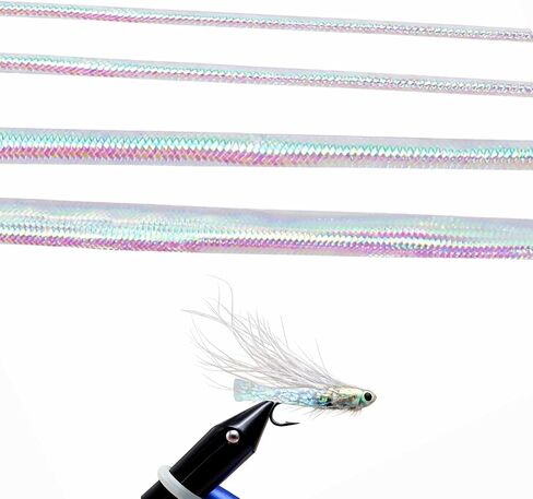 Fly Tying Materials - Mylar Tubing Set for Nymph Scud Flies, 4 Pcs Pearlescent Braid Tube, 2/4/6/8mm Holographic Hollow Round Cord, Polyester Fish Pattern, 1 Meter Per Size in Kuwait