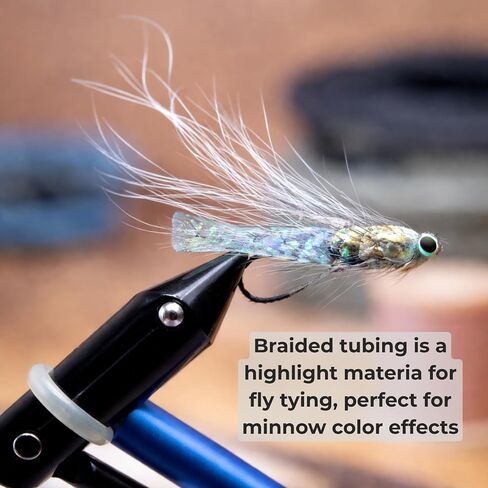 Fly Tying Materials - Mylar Tubing Set for Nymph Scud Flies, 4 Pcs Pearlescent Braid Tube, 2/4/6/8mm Holographic Hollow Round Cord, Polyester Fish Pattern, 1 Meter Per Size in Kuwait