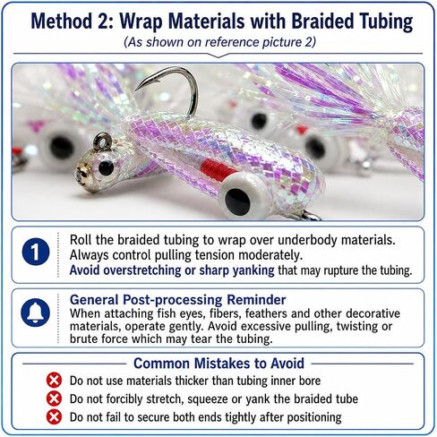 Fly Tying Materials - Mylar Tubing Set for Nymph Scud Flies, 4 Pcs Pearlescent Braid Tube, 2/4/6/8mm Holographic Hollow Round Cord, Polyester Fish Pattern, 1 Meter Per Size in Kuwait