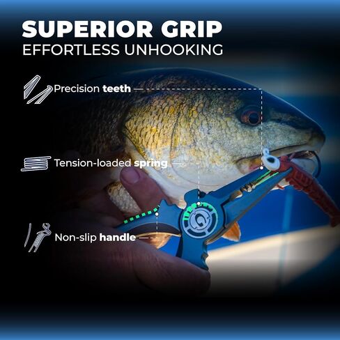GOMEXUS Fishing Pliers Saltwater with Side Cutters, Never Rust Inshore & Nearshore Titanium Fishing Gear with Lanyard & Leather Sheath, Hook Remover, (7.5'' Split Ring Nose) in Kuwait