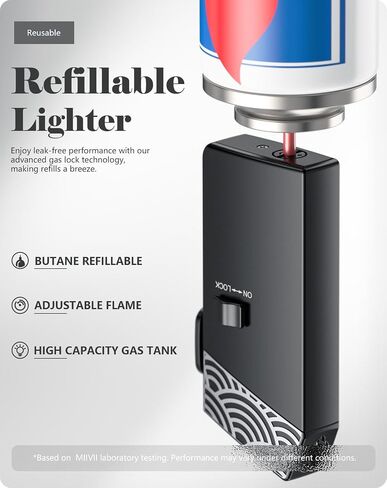 Jet Flame Lighter, Butane Gas Refillable, Windproof Turbo Torch Lighter with Safety Lock (Sold Without Gas) in Kuwait