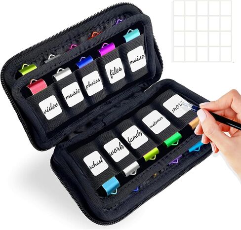 USB Flash Drive Organizer Case 20 Slots Memory Stick Storage Pouch with Zipper Portable Shockproof Neoprene USB Holder for Thumb Drive/Jump Drive/Pen Drive Storage (Black) in Kuwait
