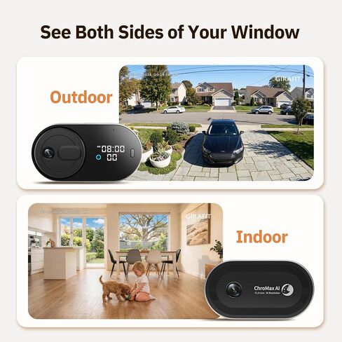 Girafit 5MP 3K Window Camera for Home Security Indoor Camera for Outdoor Monitoring with Temperature and Humidity Sensor Color Night Vision AI Human Detection Two Way Audio Remote Viewing Easy Install in Kuwait