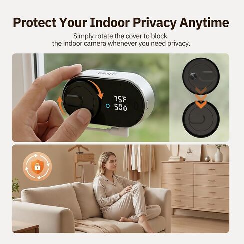 Girafit 5MP 3K Window Camera for Home Security Indoor Camera for Outdoor Monitoring with Temperature and Humidity Sensor Color Night Vision AI Human Detection Two Way Audio Remote Viewing Easy Install in Kuwait