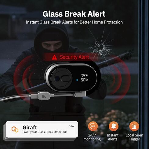 Girafit 5MP 3K Window Camera for Home Security Indoor Camera for Outdoor Monitoring with Temperature and Humidity Sensor Color Night Vision AI Human Detection Two Way Audio Remote Viewing Easy Install in Kuwait