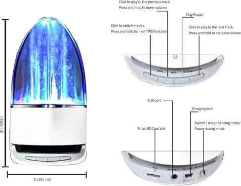 Water Dancing Speaker, Bluetooth Wireless, Gray in Kuwait