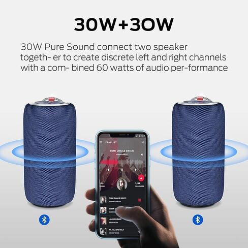 Oraolo S310 Upgraded Bluetooth Speaker, 30W Portable Speaker, 360° Stereo Sound with Punchy bass, TWS Pairing, IPX6 Waterproof, Bluetooth 5.2, 24H Playtime, Perfect for Outdoor, Beach, Party, Blue in Kuwait